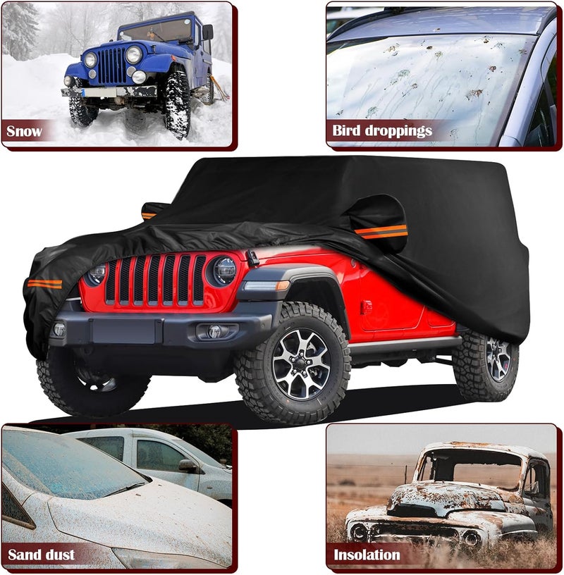 Migaven Waterproof Car Cover for Jeep Wrangler 4 Door 2006-2025 JK JL Outdoor Waterproof Sun Rain Snow Hail Protection with Driver Door Zipper - Image 5